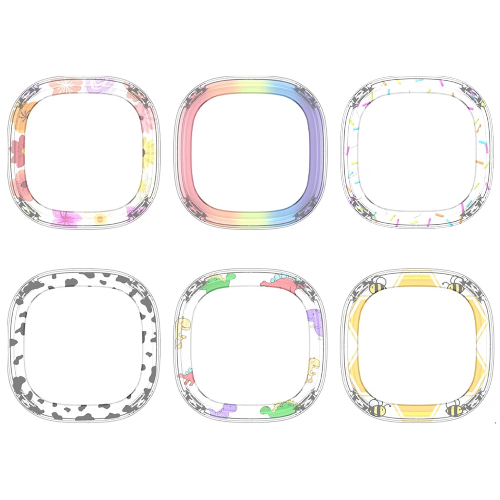 Paquete de 6 fundas protectoras 2 en 1 compatibles con Fitbit Google Ace LTE, parachoques de policarbonato duro, cubierta de pantalla de vidrio templado integrado, resistente a los golpes