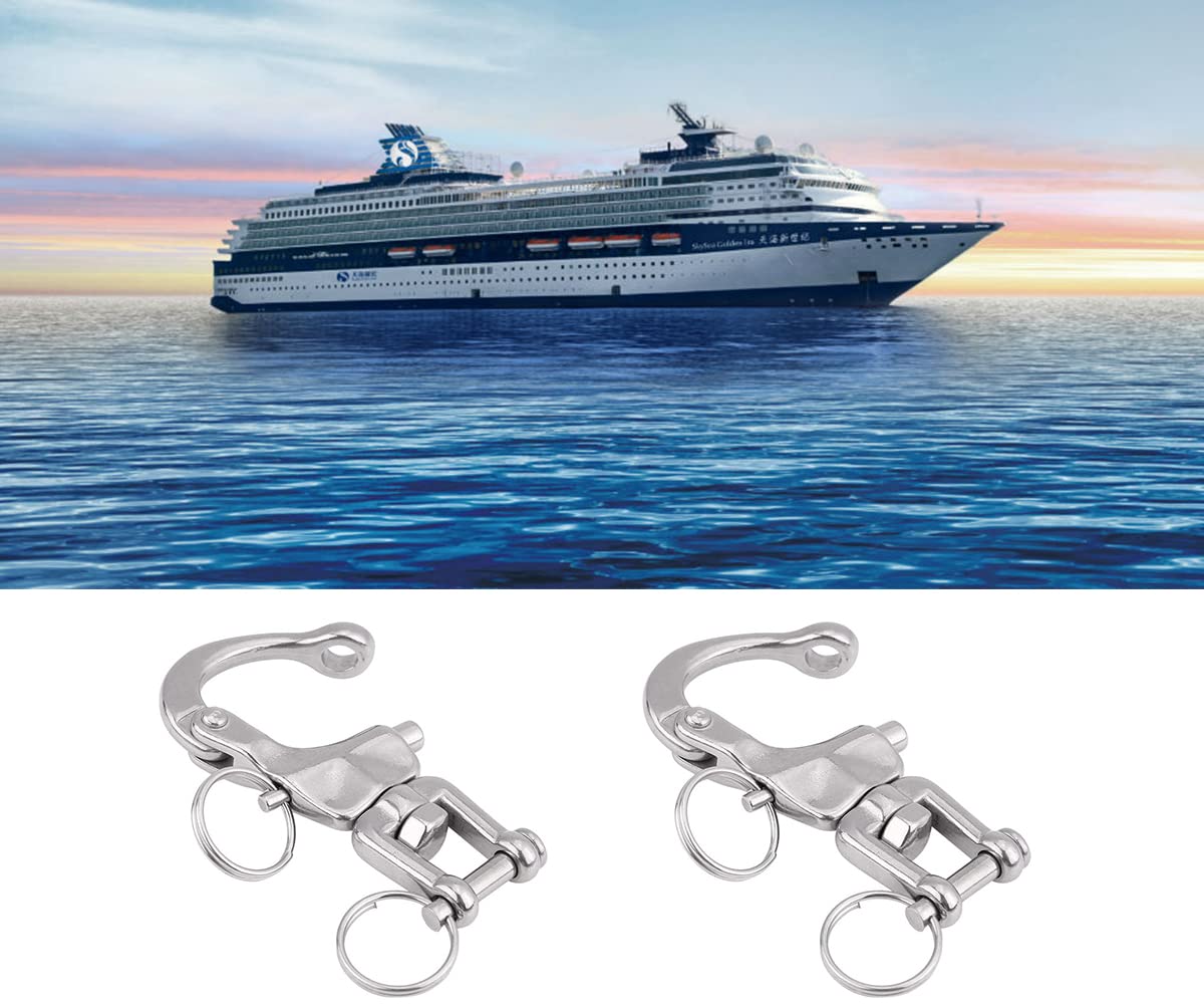 2 Pezzi Moschettone per Barca, Sgancio Rapido Moschettone in Acciaio Inox, grillo Girevole Acciaio Inox, Sgancio Rapido Grilli, Girevole Grillo, per Barca a Vela Spinnaker Halyard(70 mm)
