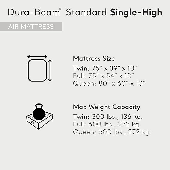 Intex 64101E Dura-Beam Standard Series Single Height Inflatable Air Mattress, with 2 in 1 Extra Wide Valves, Supports Up to 300 pounds, Twin (4 Pack)