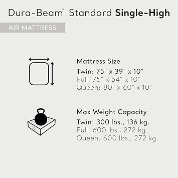 Intex 64101E Dura-Beam Standard Series Single Height Inflatable Air Mattress, with 2 in 1 Extra Wide Valves, Supports Up to 300 pounds, Twin (4 Pack)