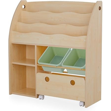 Amazon Co Jp Lowya おもちゃ収納 絵本棚 絵本ラック 本箱 おもちゃ箱 子供用 木製 タイプa おしゃれ 新生活 ホーム キッチン