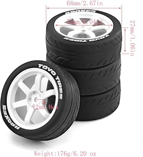 Miniatura 2 de Lifehead - Neumáticos y ruedas para 110 RC On-Road Touring Drift Car HSP Tamiya XV01 TT01 TT02 HPI Kyosho FAZER MK20.472 in Hex