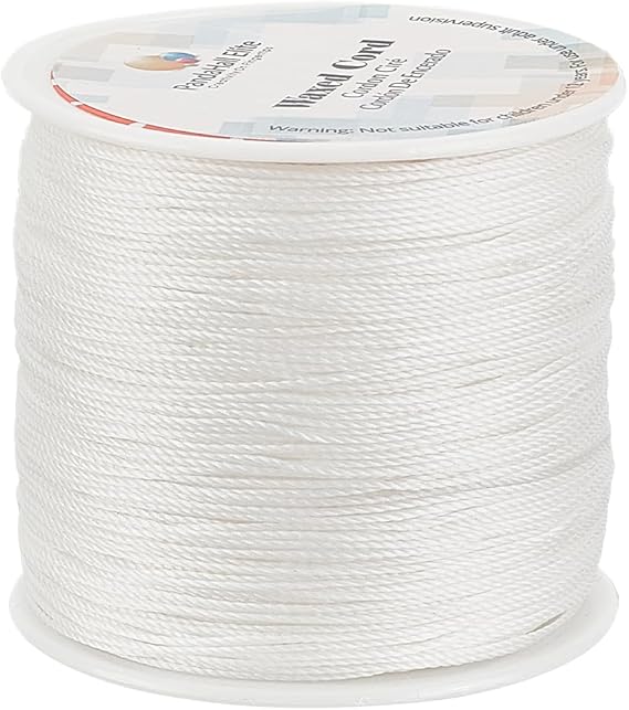 PandaHall Elite 116 Yards 0.5mm Round Waxed Polyester Cord Thread Beading String for Jewelry Making and Macrame Supplies White