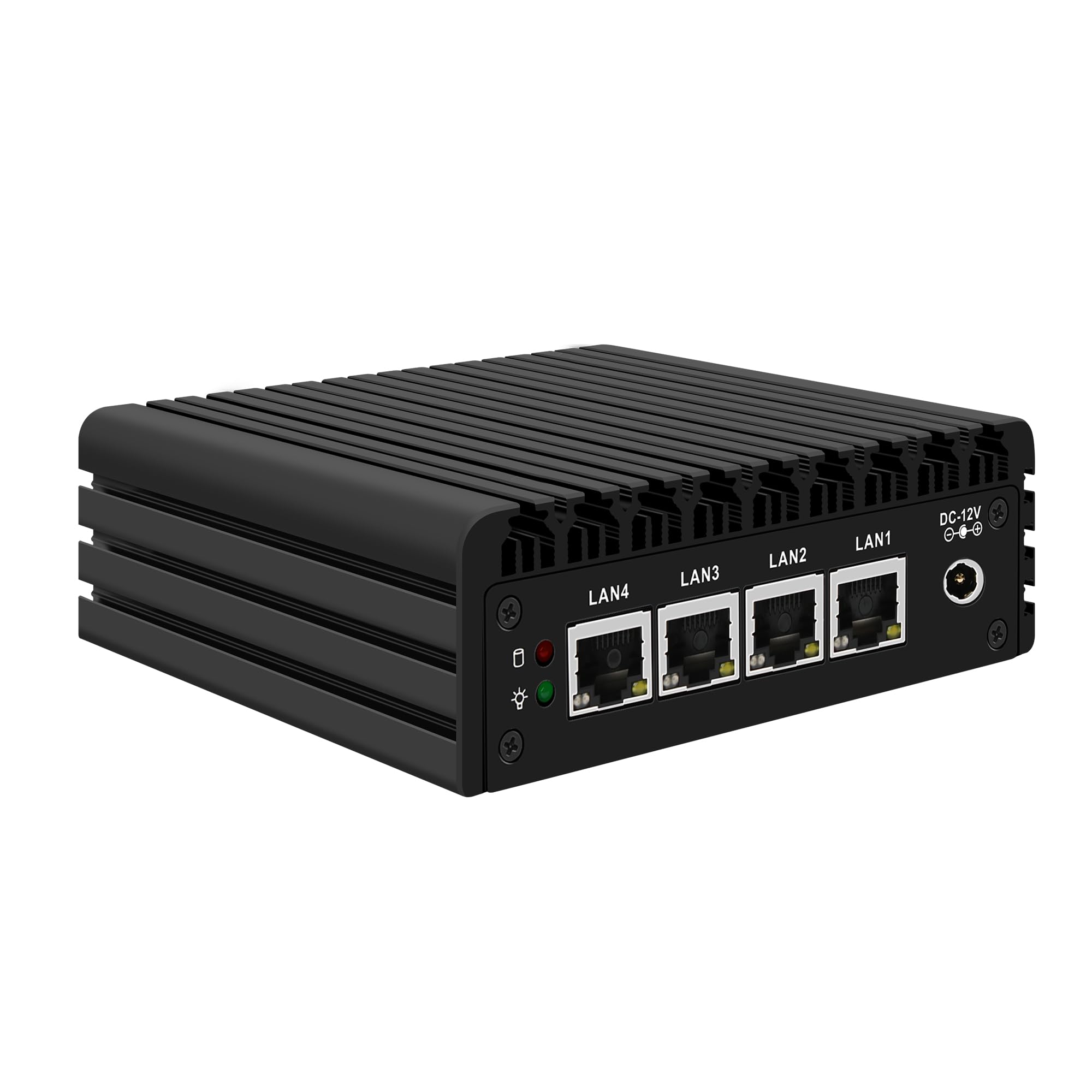 Mini PC Firewall Appliance, Pentium J3710, 4×2.5GbE i225-V LAN, OPNsense Hardware Mini Computer, Fanless Micro PC DDR3L Barebone NO RAM/SSD, HD, DP, COM RJ45, USB 3.0, AES-NI