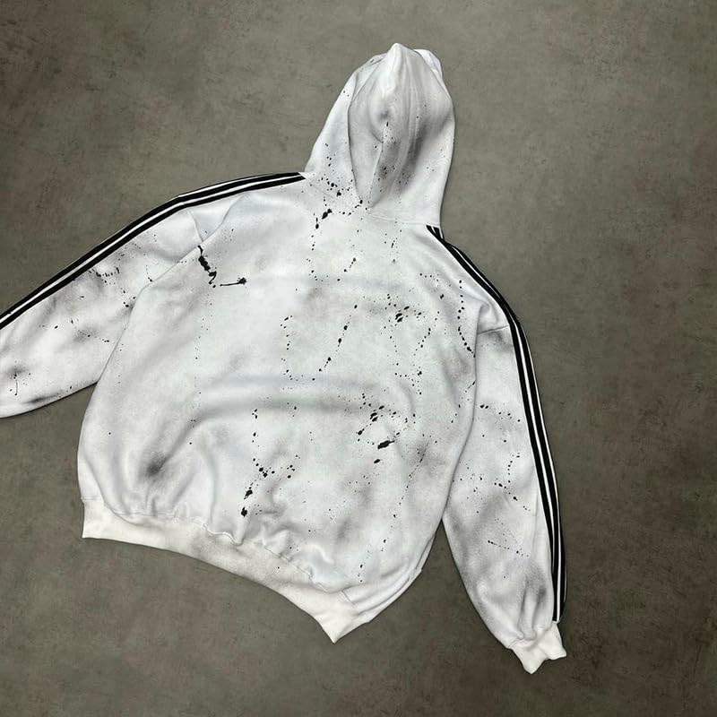 Men's Hoodie Printed Super Street Headwear Retro Hip Hop Y2k Sportswear Pocket Pullover (grey,L)3