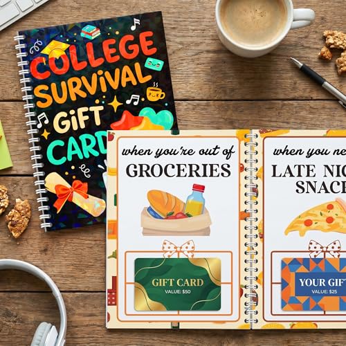 Image of Sensemory College Survival Gift Card Book 7 x 5 Inch, 20 Pages Gift Card Book for Student, Survival Kit Giftcard Booklet, College Gifts for Students, Girls, Boys, Senior, Her, Him