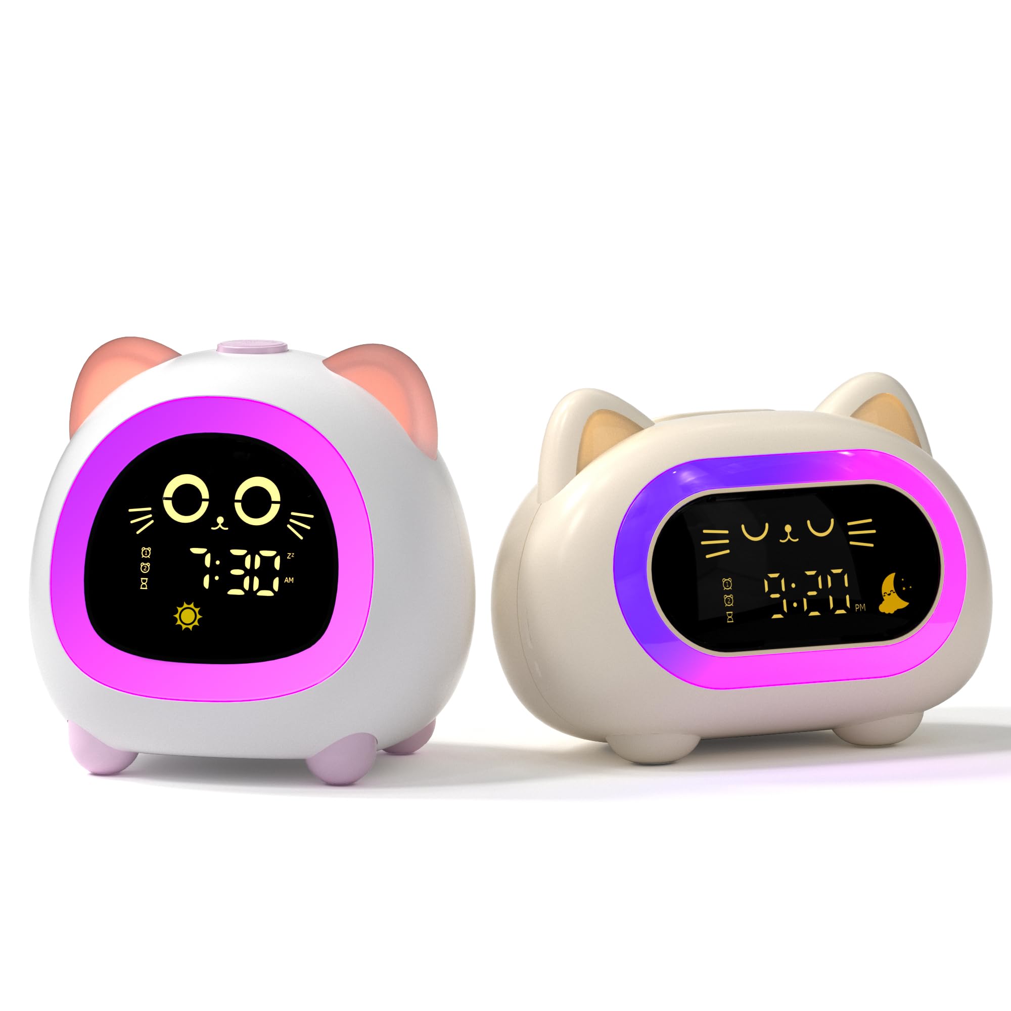 ANALOI Alarm Clock for Kids, Kids Alarm Clock Ok to Wake Cute Night Light for Bedroom, Toddlers Sleep Training, Cat Gift for Boys Girls Children