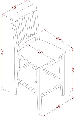Miniatura 6 de East West Furniture DUVN7H-MAH-W - Juego de mesa de comedor de 7 piezas de altura de encimera de cocina consta de una mesa de comedor rectangular y