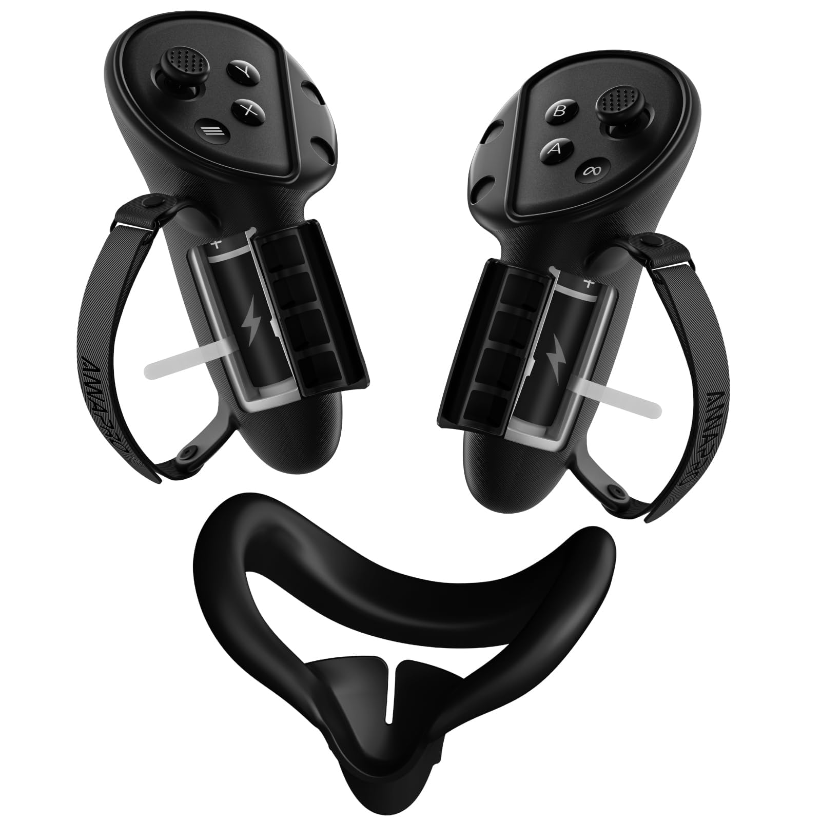 para Meta Quest 3 Accesorios, Cubierta de Asas de Controlador con Correa Ajustable para El Tobillo y Tapa de Apertura de BateríA, Cubierta de Almohadilla Facial de Silicona y 2 Cubiertas de Joystick.