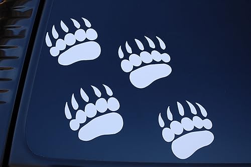 Five Star Graphics (X4) Calcomanías de vinilo con estampado de patas de oso negro, elige color y tamaño. Decoración de pared para ventana de