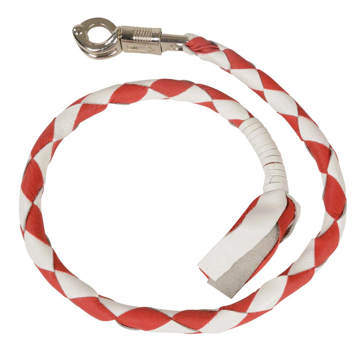Milwaukee Leather 36'' Genuine Leather Whip - White and Red Get Back Whip for Handlebar - Biker Whip - MP7900 - One Size