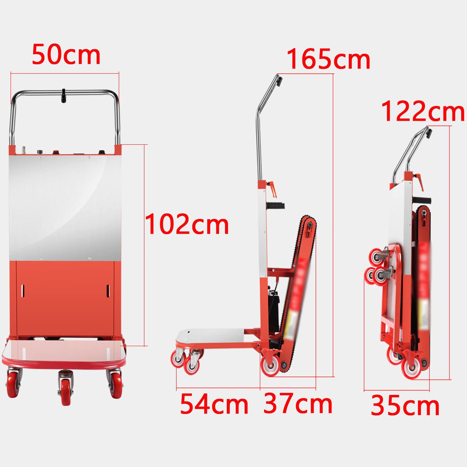 Montascale cingolato elettrico pieghevole, montascale cingolato elettrico leggero, carrello a mano portatile, per trasportare in modo efficiente mobili pesanti (24V26AH)