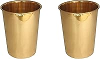 Vista 1 de Juego de 2 vasos de cobre de vidrio de cobre liso para vasos de agua de 10 onzas (10.1 fl oz)
