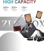 Vista 2 de ZLCA MTG Commander - Caja de cubierta con bandeja de dados, caja grande de 200 cartas para 100 tarjetas de doble manga para TCG CCG (negro)