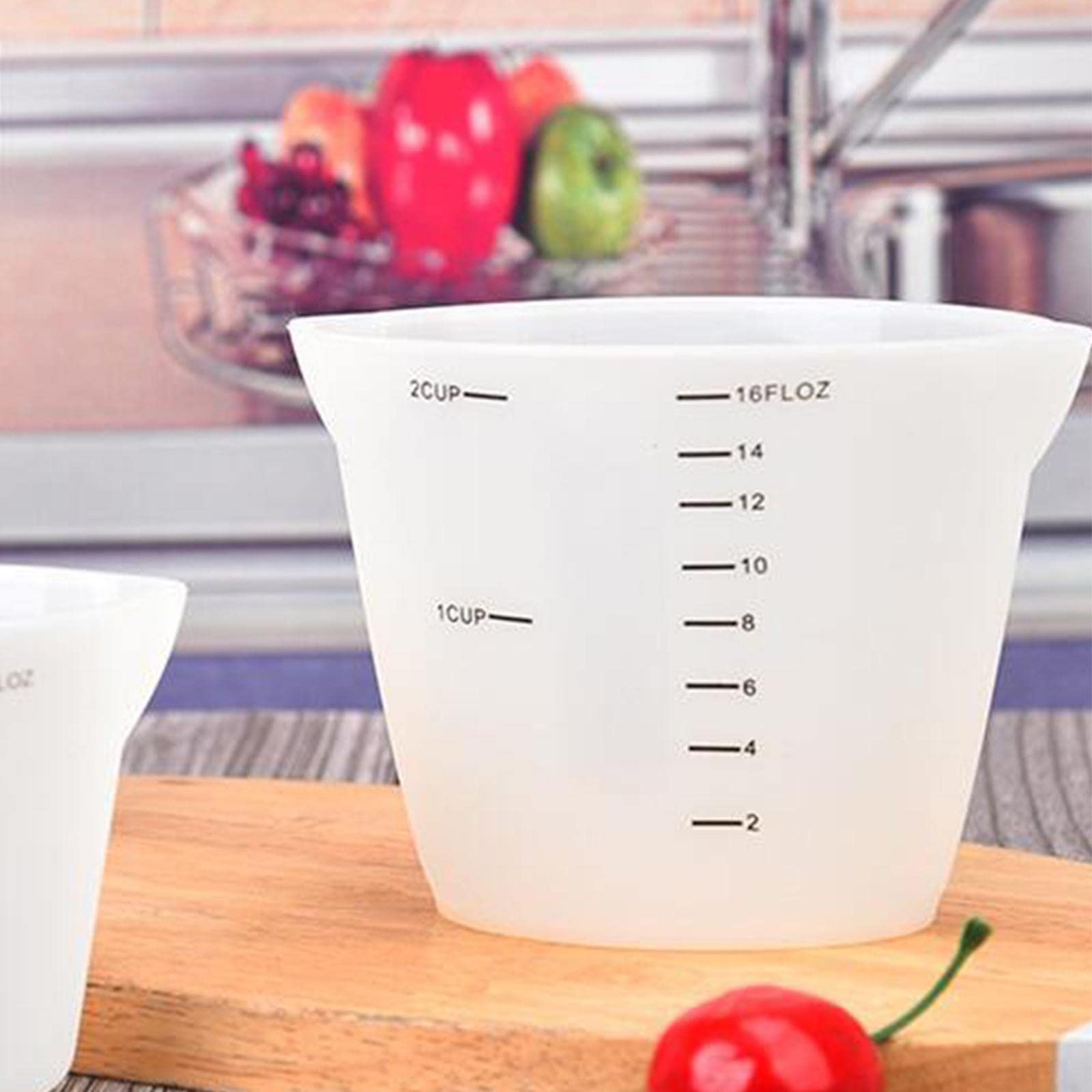 Wiederverwendbare Silikon-Messbecher, Messwerkzeuge für Küche, Backutensilien, 500 ml, Weiß, 10 Stück