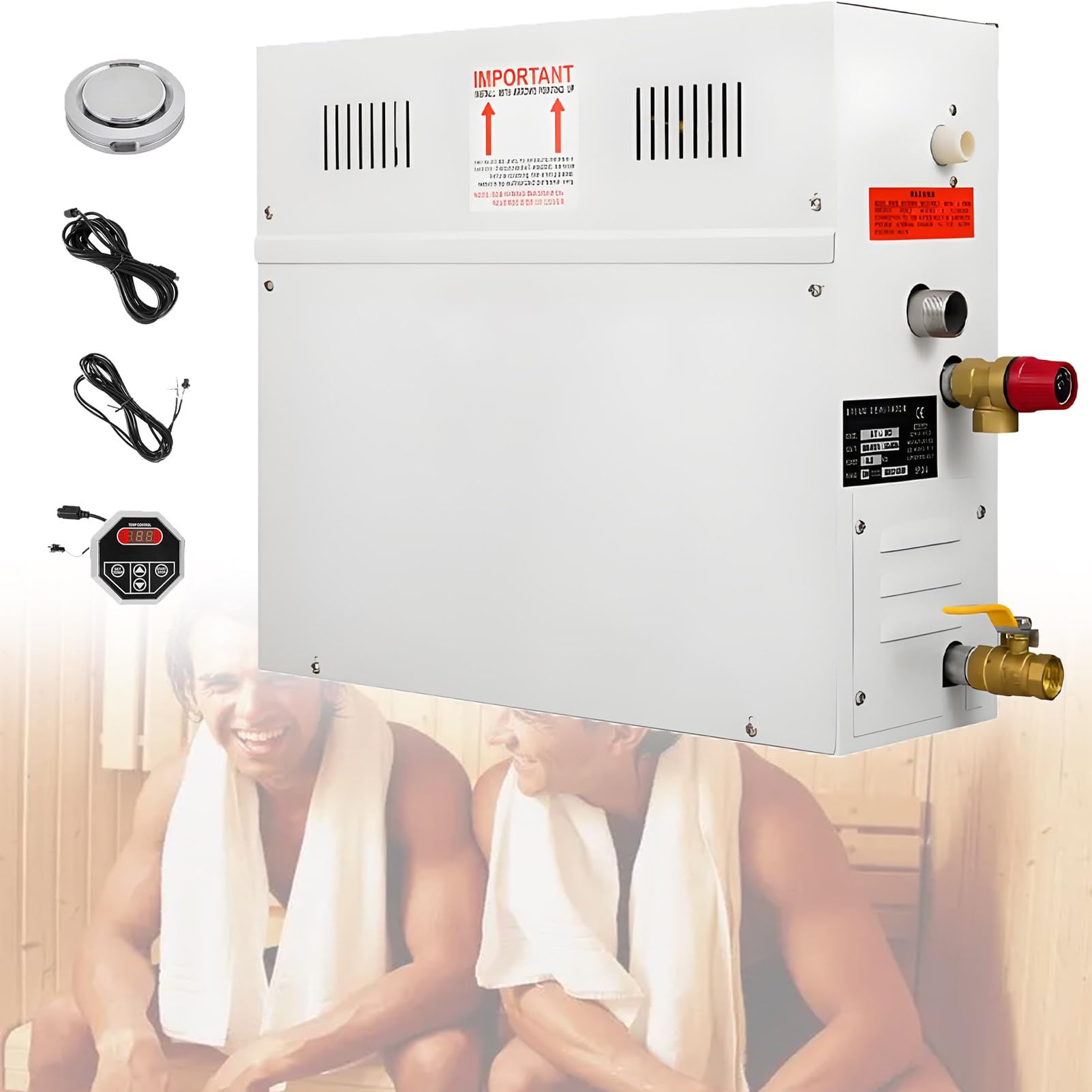 Ofyphth 3-21KW Luxury Self-draining Steam Generator, Shower Sauna Bath Home Steam Bath Spa Generator, with waterproof Control and Auto Drain 77-131℉, for Home Commercial Use. 9KW
