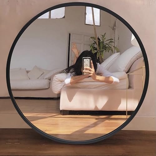 Miniatura 5 de Espejo de pared circular negro, espejo de baño redondo grande de 32 pulgadas con marco de aleación de aluminio, espejos redondos montados en la