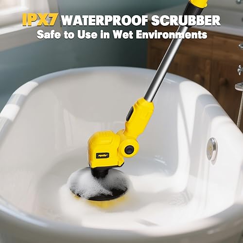 Miniatura 7 de Limpiador eléctrico de piso compatible con batería DeWalt de 20 V (solo herramienta), máquina de limpieza giratoria inalámbrica, limpiador eléctrico