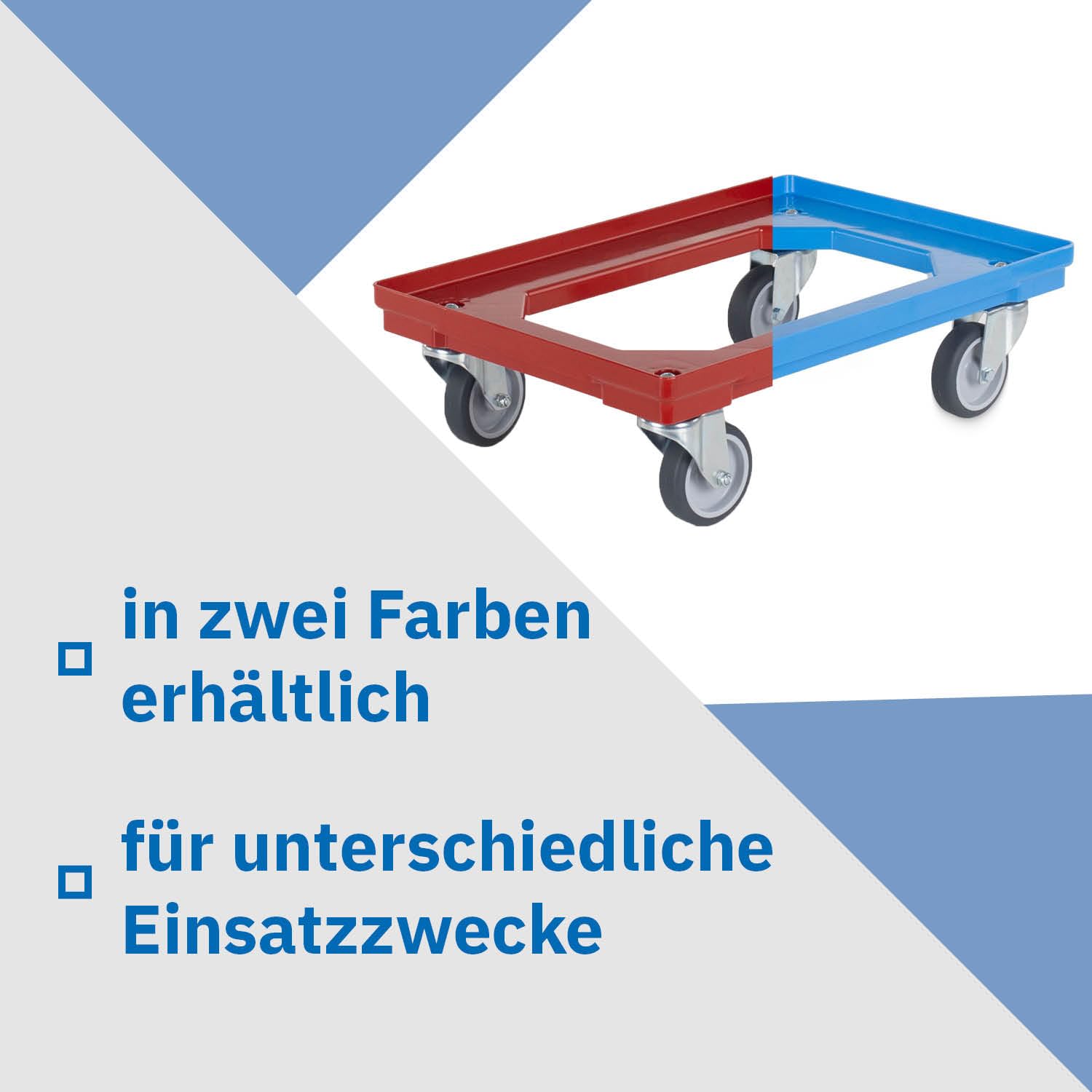 Stabiler Transportroller für Kisten/Eurobehälter | 60x40 cm mit 4 Lenkrollen | Eurobehälter Rolly | Transporthilfe für Stapelboxen oder Kisten | Kistenroller