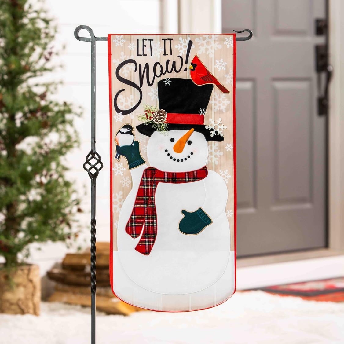 Evergreen Flag Let it Snow! Everlasting Impression Textile Garden Flag | 28 x 12.5 Inches | Outdoor Décor For Holiday Christmas