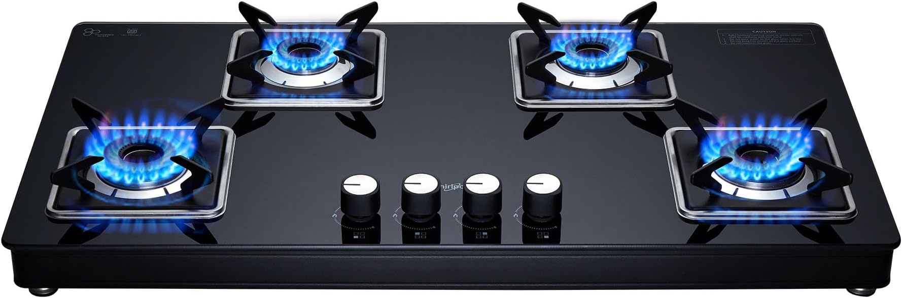 Whirlpool 90cm 4 Burner Gas Stove | GRANDIOSA ULTRA LOTUS 904 CT BR | SABAF Brass Burners & Valves | 8mm Toughened Glass Top | Dual-Tone Designer Knobs | 10 Yr Burner & 5 Year Glass Warranty | Black