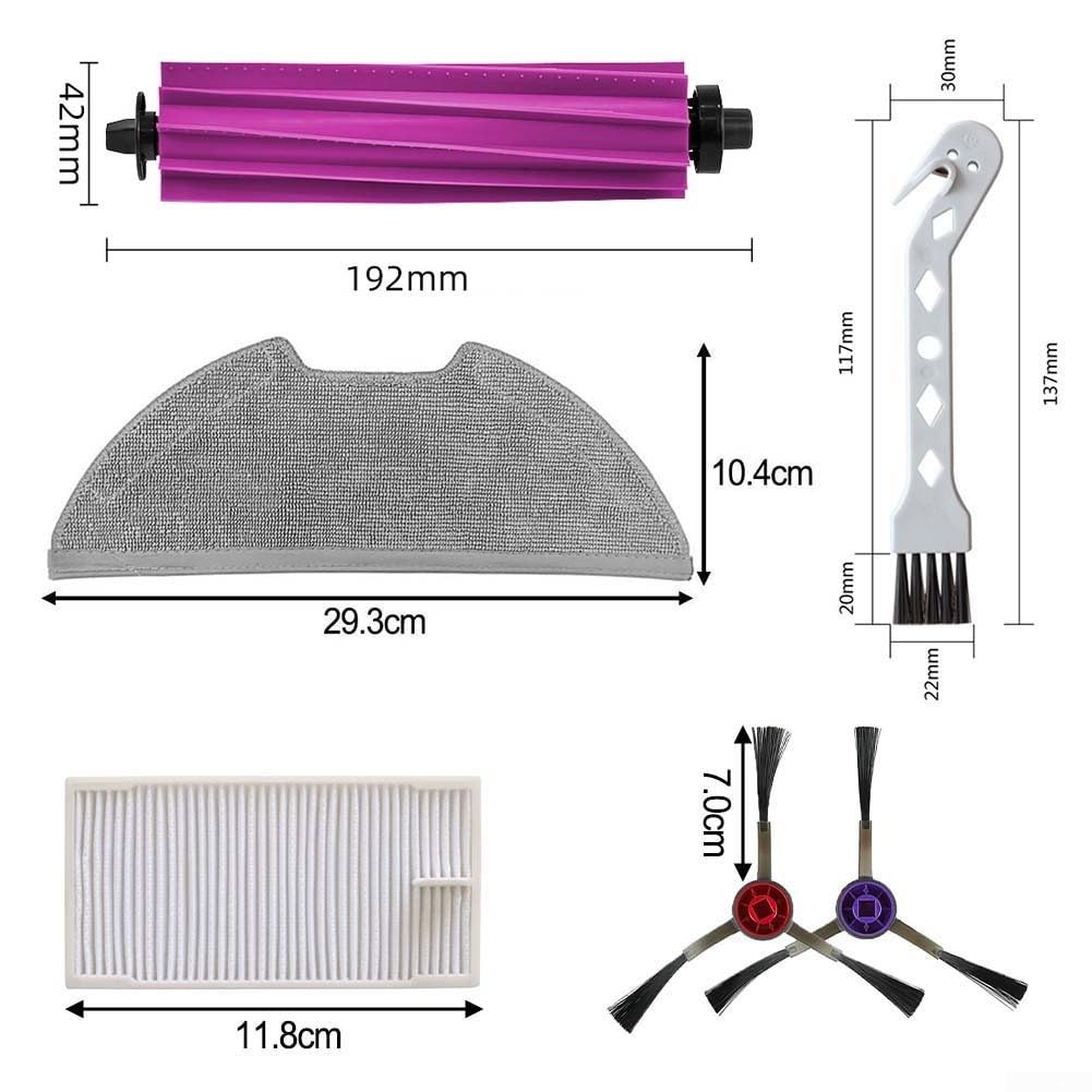 Ersatz-Zubehör-Set für Eureka E20 Plus Roboter-Staubsauger, Hauptbürsten-Filter-Mopp-Pad-Set, installieren Sie tiefensaubere Böden (B)
