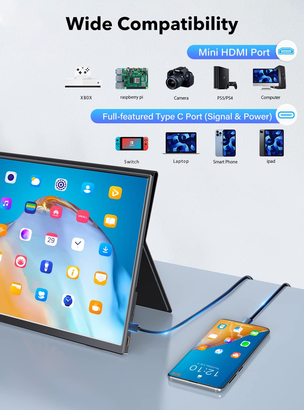 【EVICIV】Portable Monitor 本体 Amazon.com: EVICIV Portable Monitor Touchscreen 15.6”, 125% sRGB