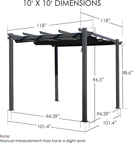 Miniatura 35 de Kozyard Morgan Outdoor - Pérgola extra grande con marco de aluminio gris con toldo para sombrilla (10 x 10 pies, borgoña)