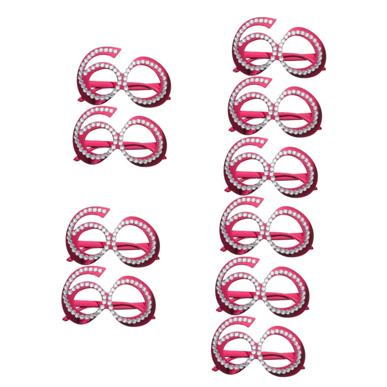 TOPBATHY Lot De 5 Paires De Lunettes Fantaisie Pour Fête Danniversaire Verres À Strass Pailletés 2 Pièces X 5