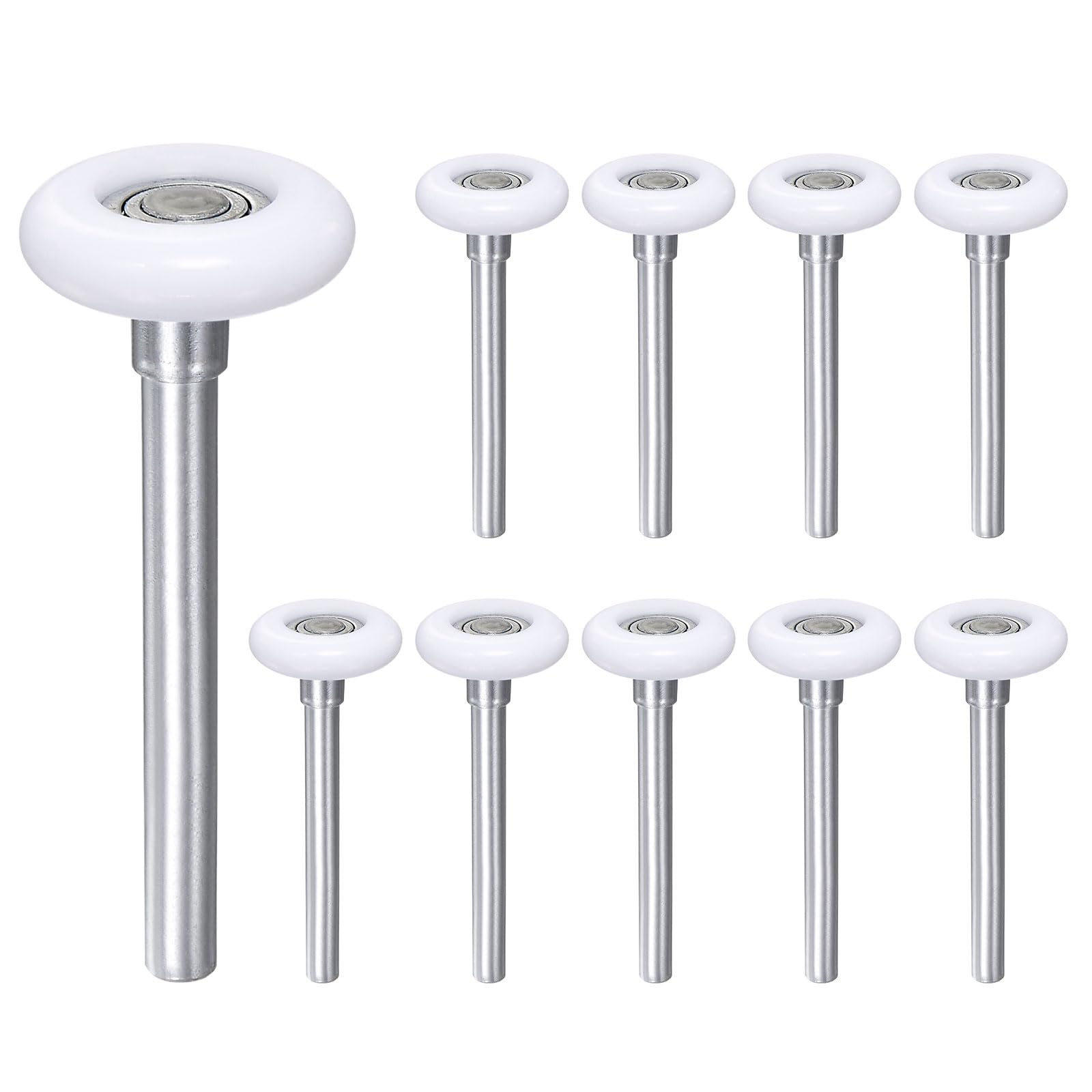 uxcell 10pcs 1.8" Nylon Garage Door Rollers for 2" Garage Track, 4.25" Stem Quiet Garage Door Wheels, 6200zz Precision Bearing 11 Balls, White