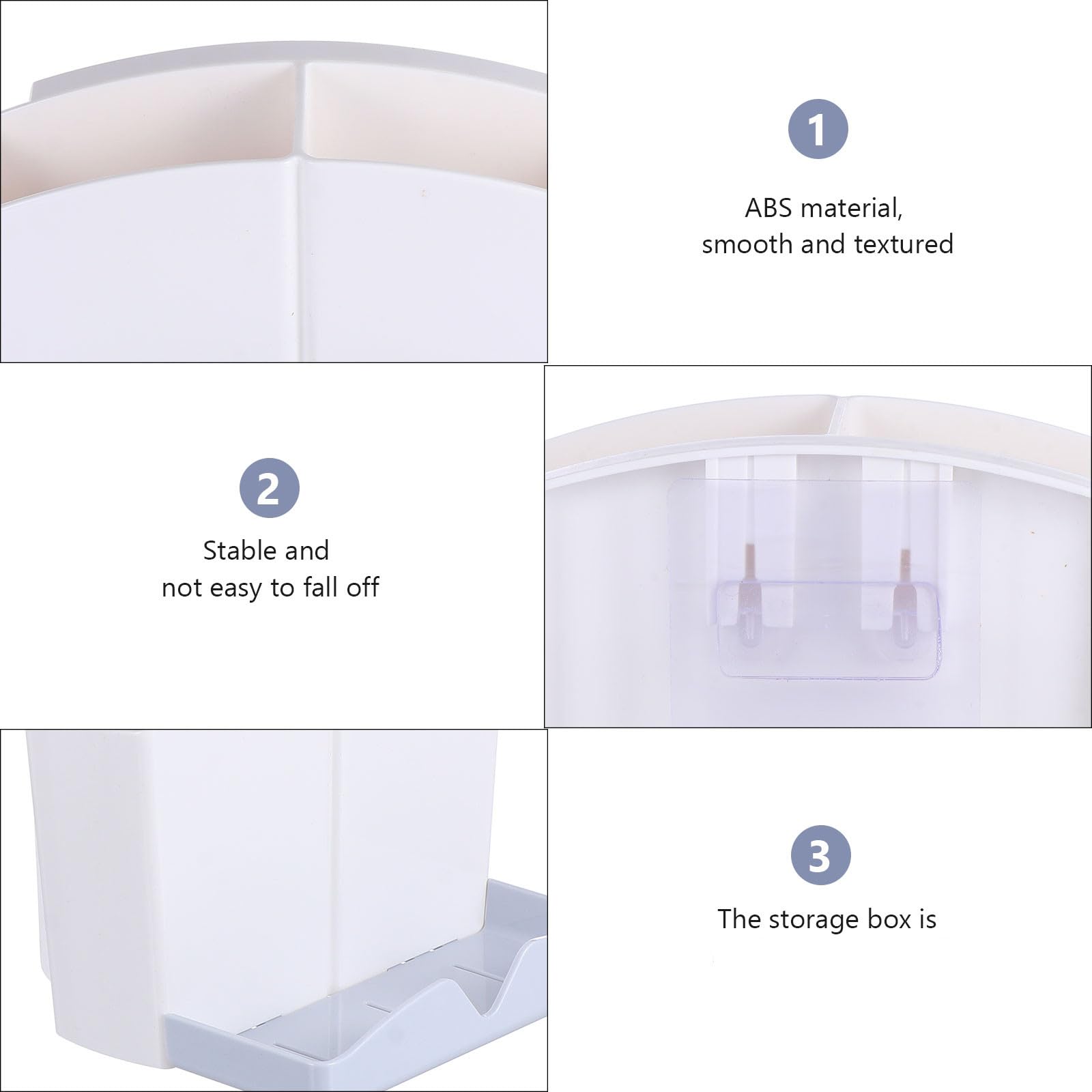 BESPORTBLE Porta Spazzolino da Denti da Parete Multifunzione in Abs senza Perforazione Scatola Porta Pettini e Portaoggetti per Bagno Fori di Drenaggio e Adesivo Resistente per