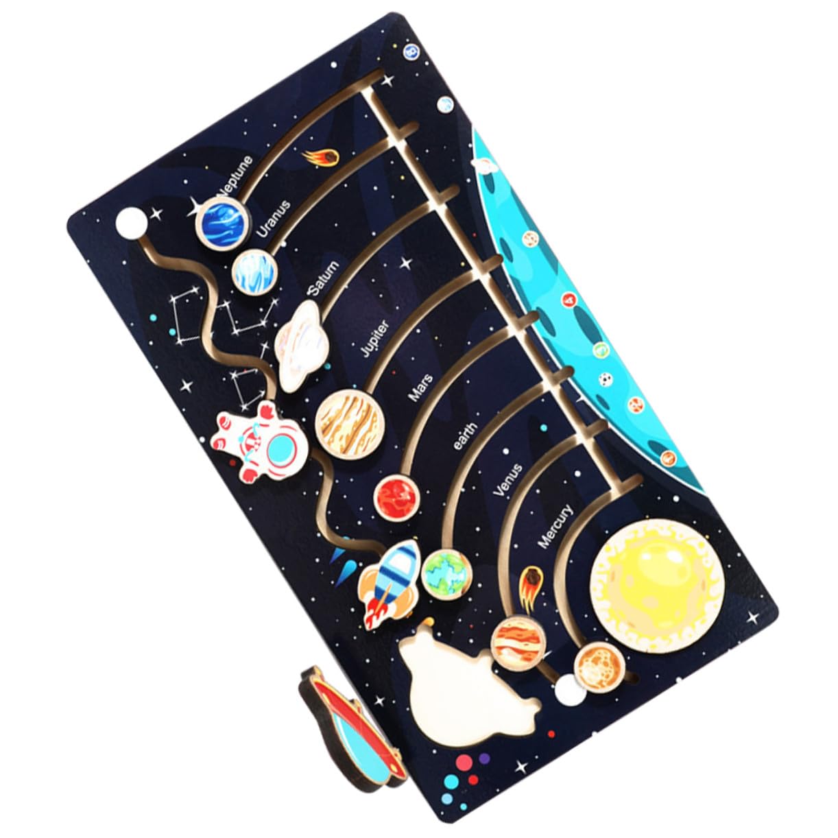 Mipcase Puzzle Solare in Legno Pianeti, Gioco Educativo per Ragazzo Ragazza, Attività Prescolare di Scienza