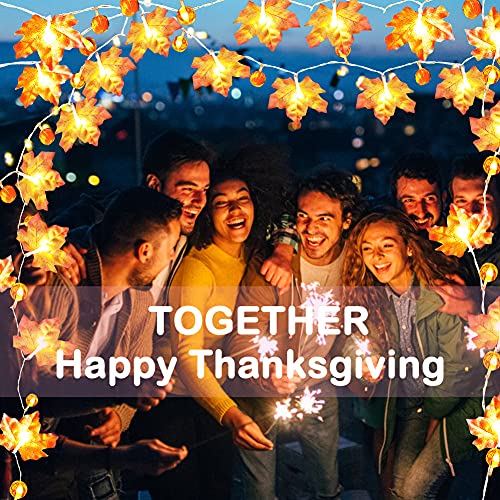 Fall Garland Decoration With Lights And Timer For Home, 30 Led Maple Leaf & Pumpkin String Light Autumn Decor Fit Thanksgiving Decoration Indoor Outdoor Halloween Holiday Party 3 Aa Battery Powered #TOP4