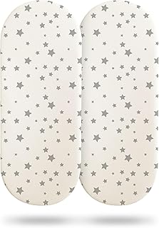 Silentnight Safe Nights Moses Basket Fitted Sheets Set 100% Jersey Cotton Bassinet Size Pack of Two Plain Grey Star Newborn Easy Care Super Soft for Baby with Storage Bag (28 cm x 75 cm x 9 cm)