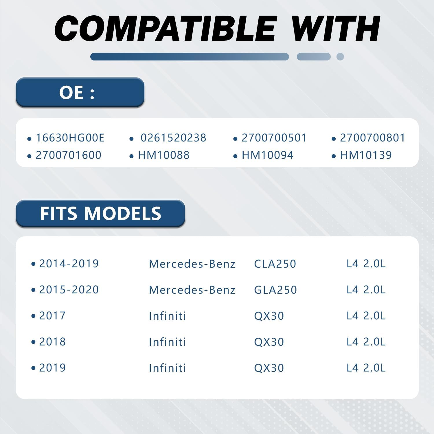 KELOKE High Pressure Fuel Pump Compatible with Mercedes-Benz CLA250 2014-2019, GLA250 2015-2020 & Infiniti QX30 2017-2019, L4 2.0L, Replace# 0261520238 16630HG00E HM10088