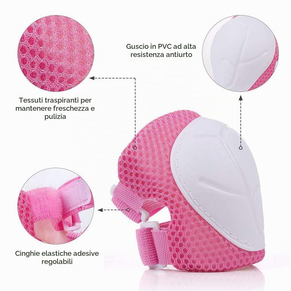 Wayin Casco Bici Protezioni Set per Bambini Regolabile Gomitiere Polso Ginocchiere Skateboard Pattini Bicicletta