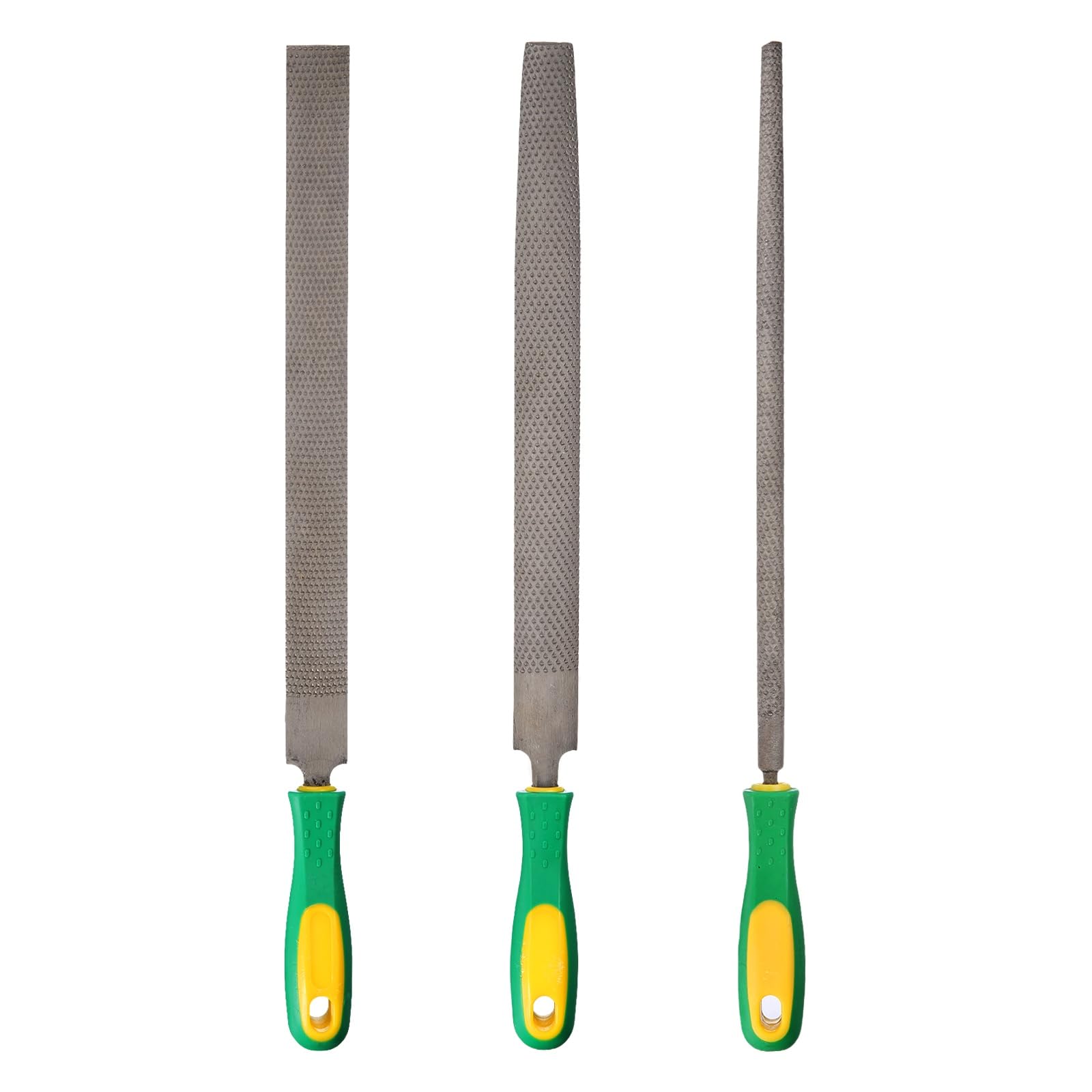 QUARKZMAN 3 Piezas De Lima De Desbastar Madera 12" Acero | Plana/Redonda/Media Caña Lima Multifuncional, Con Mango De Plástico, Para Trabajo En Madera Afilado De Madera Y Metal