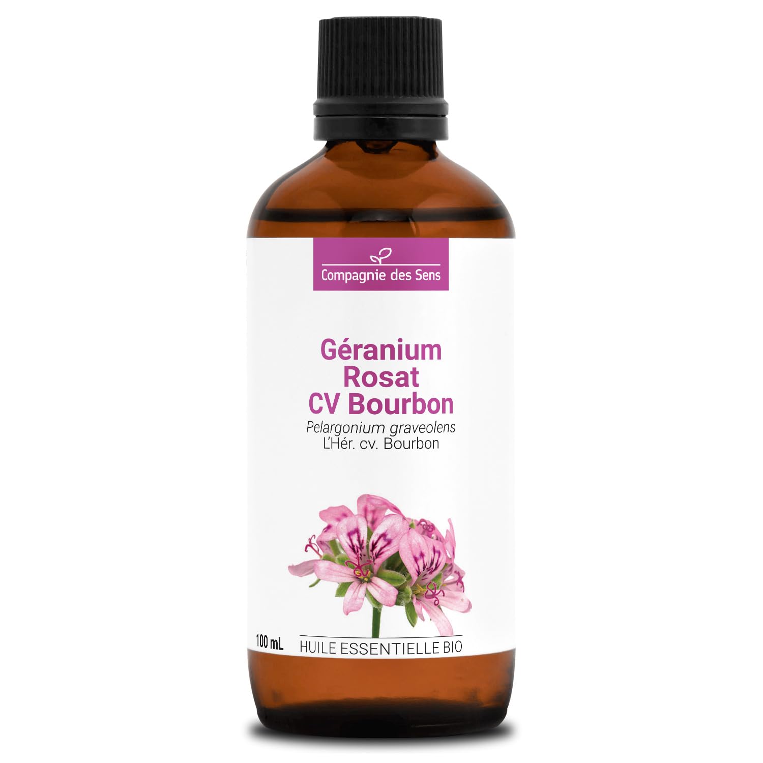 Geranio Rosado CV Bourbon BIO – 100 mL – Aceite Esencial Premium – 100% Puro, Natural – Garantía ChromaCert® – Quimiotipado e Integral