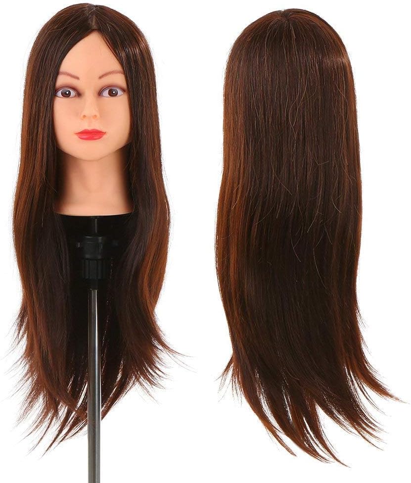 30" Hair Head Dummy Head Hairdressing Training Head Salon Head + Clamp Holder Practice Head