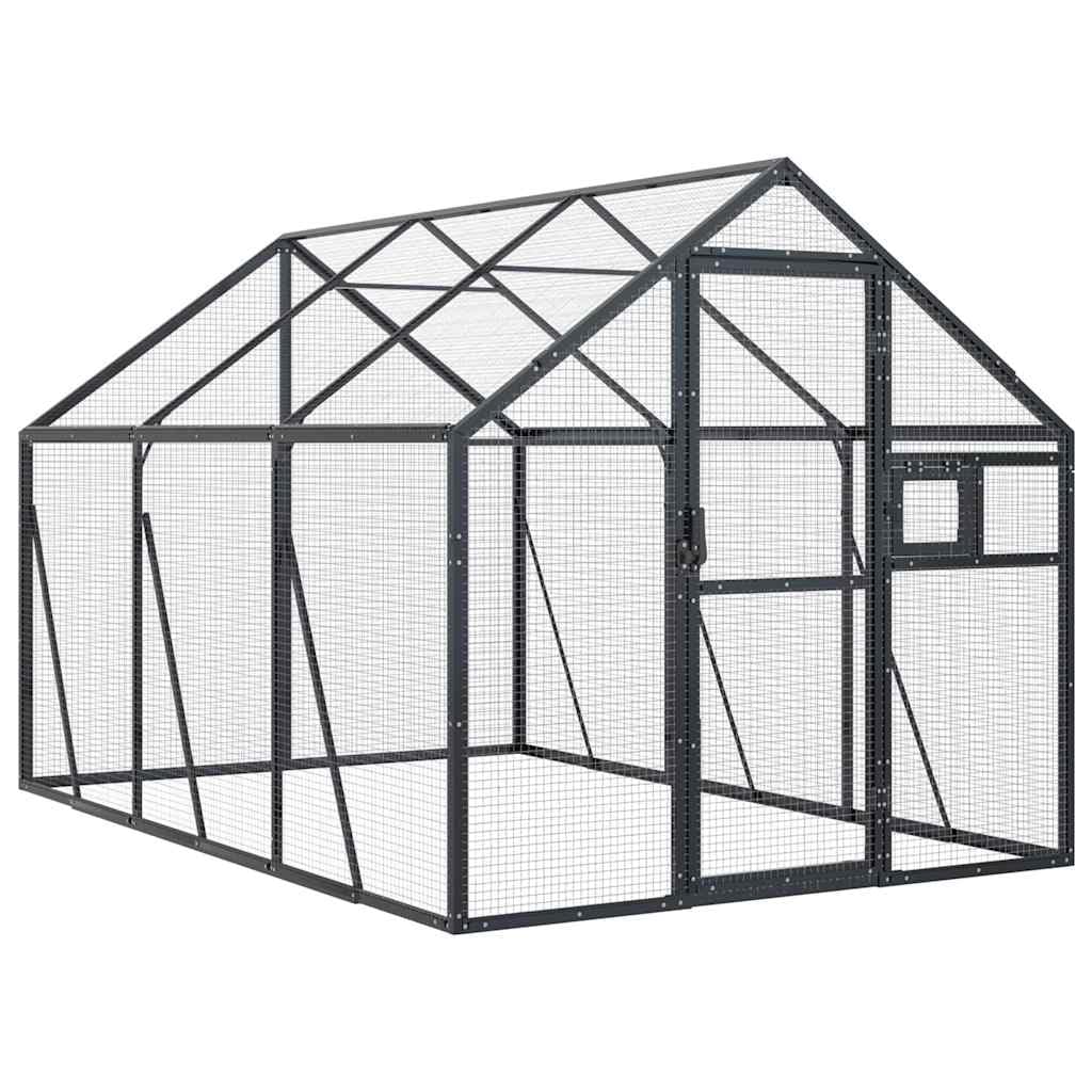 Voliere Anthrazit 1,79x3x1,85 m Aluminium,Tier- & Haustierbedarf,Haustierbedarf,Vogelbedarf,Vogelkäfige & -ständer,Anthrazit,33.34 kg-3155802