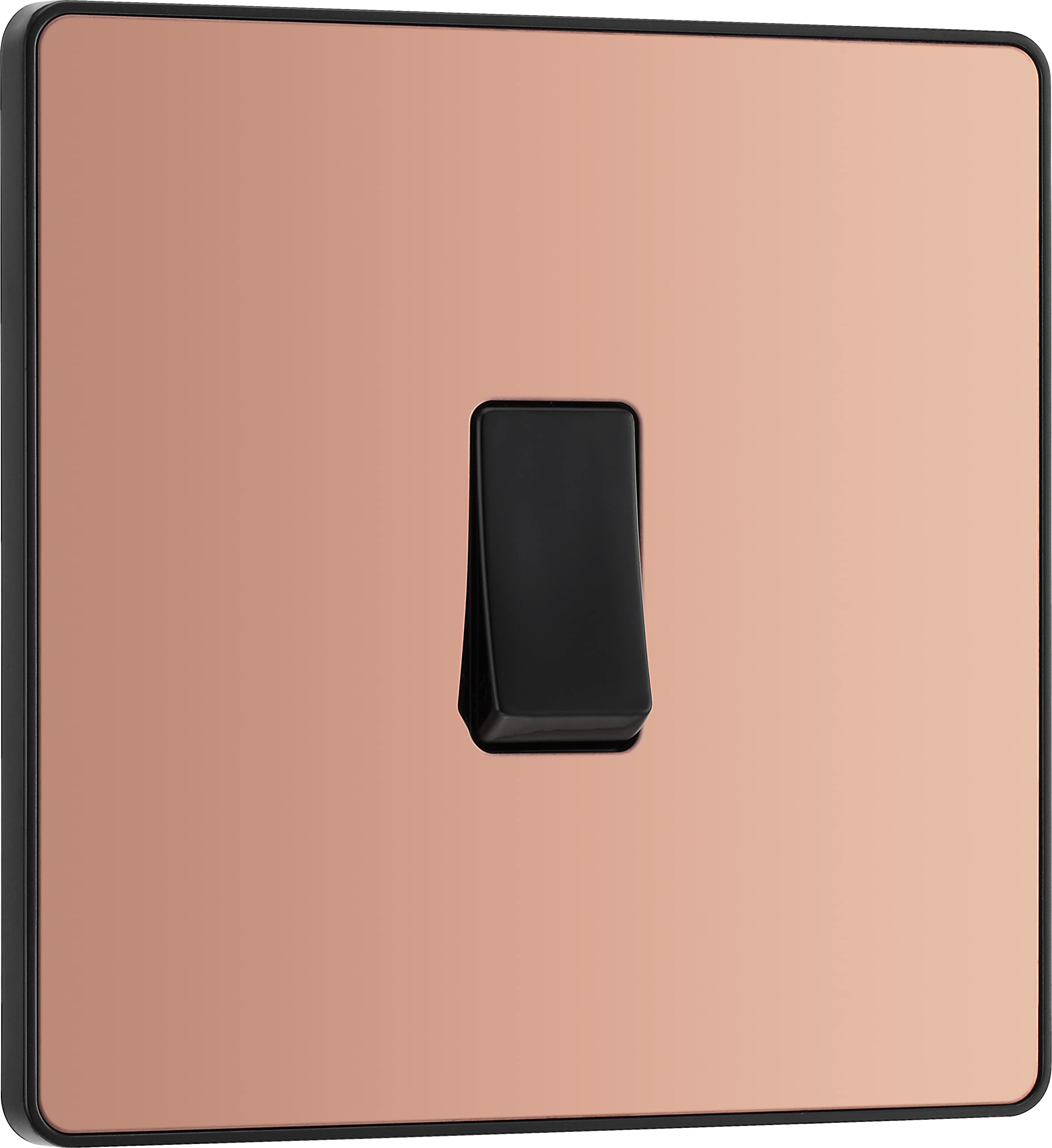 British General Polished Copper Bg Electrical Single Intermediate Wall Light Switch, Screwless Front Plate, Round Edges, Evolve, 20A, 16Ax, Pcdcp13b