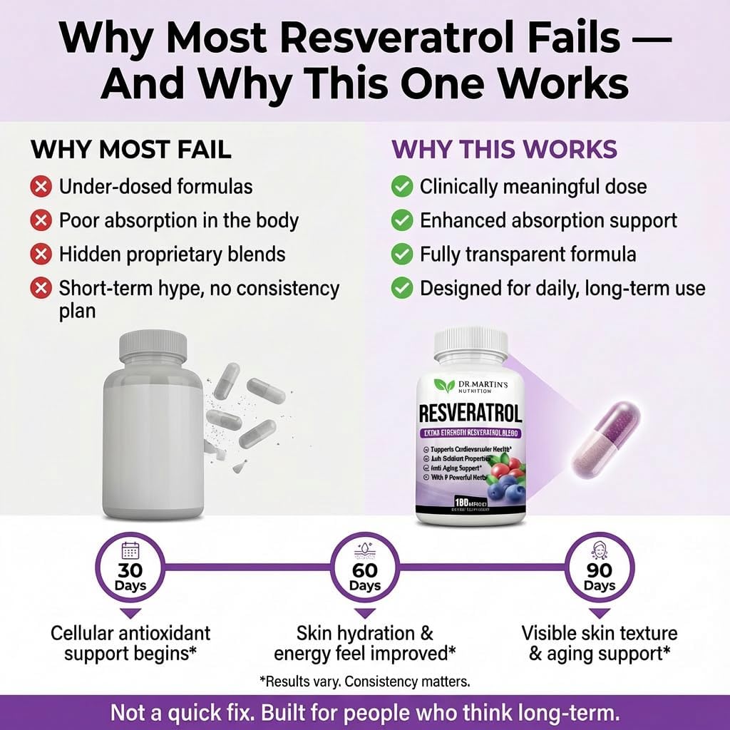 Extra Strength Resveratrol 1568mg - 180 Capsules - 3 Months Supply | Antioxidant Supplement | Natural Trans-Resveratrol Pills | for Anti-Aging, Heart Health, Immune System & Brain Function - Image 5