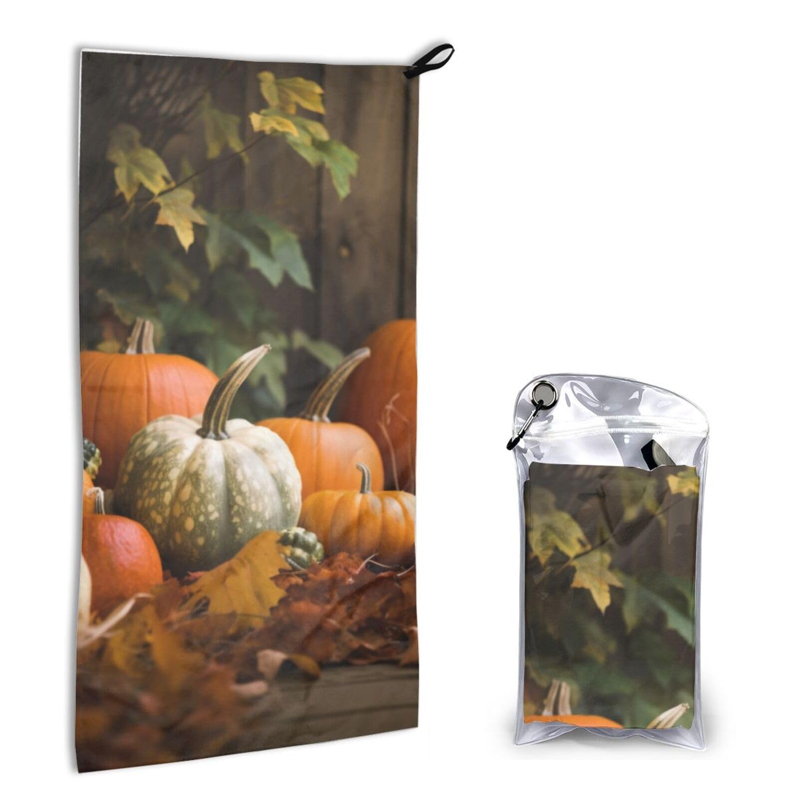 BWWHCCTI Quick Dry Hand Towel With Bag - Outdoor Leaves Art Printed Super Absorbent Face Cloth Microfiber Travel Sports Towels 40x80cm