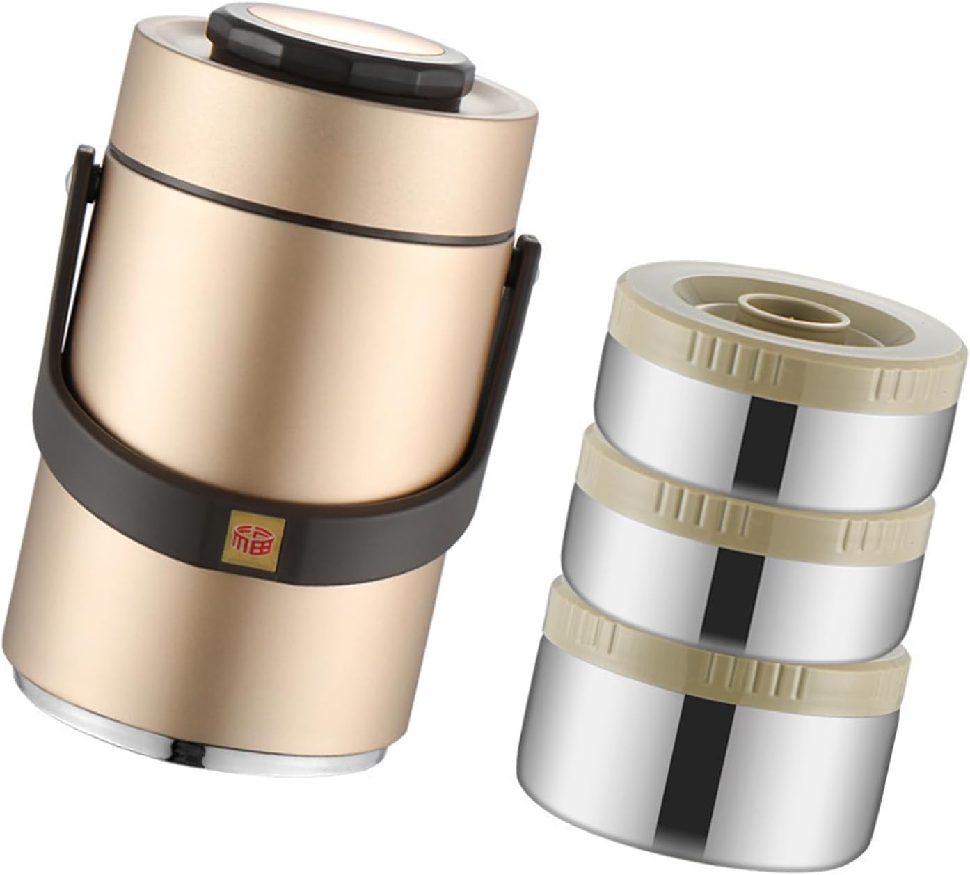 Nonrust Steel Insulated Food Container With Stackable Design Lunch For Hot Meals Golden Lunch Box Wide Mouthes Hot Food Storage