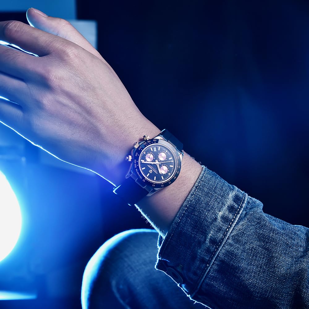 Pagani Design PD-1664 Reloj de Cuarzo para Hombre Calibre VK63 40mm Bisel Cerámica Zafiro Vintage Cronógrafo Acero Inoxidable Resistente al Agua Reloj 40mm
