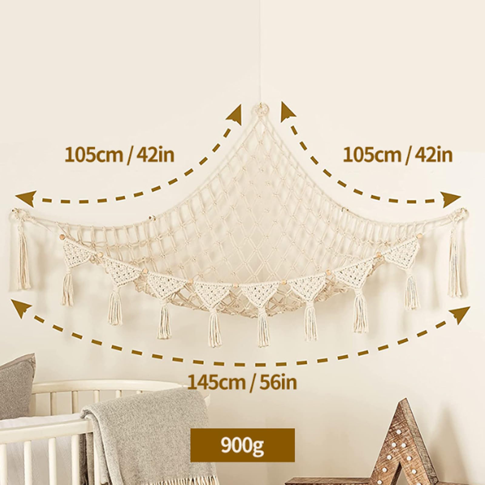 Stuffed Animal Hammock, Toy Hammock for Stuffed Animals Storage for Kids Room Decor, Corner Hanging Mesh Organizer Idea for Nursery, Plushies Toy Wall Hanging Display Holder Kid Gift (White)