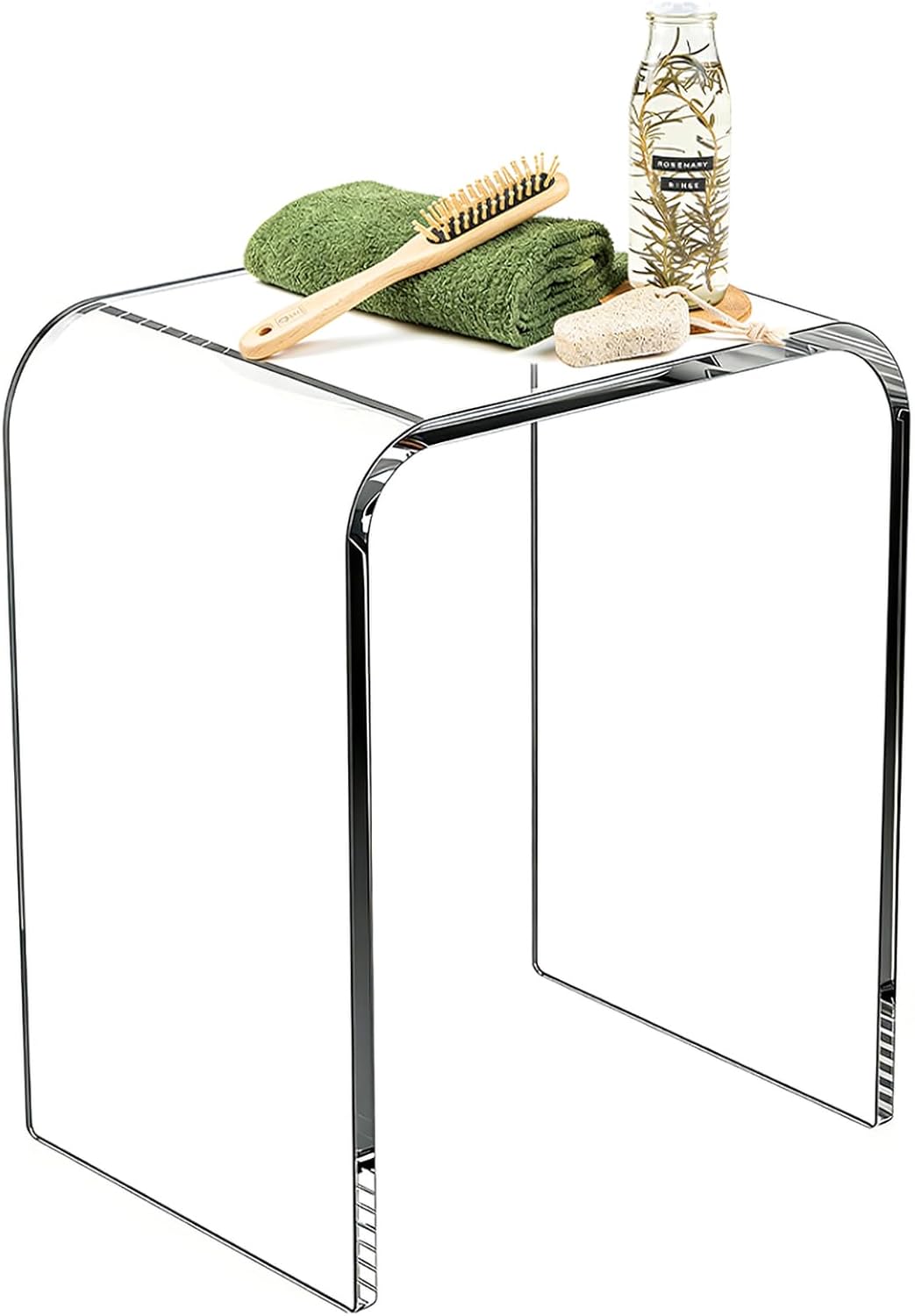 Acrylic Shower Stool for Inside Shower, Clear Bathroom Bench, Non-Slip Waterproof Bath Seat for Shaving Legs & Spa, Supports up to 330 lbs