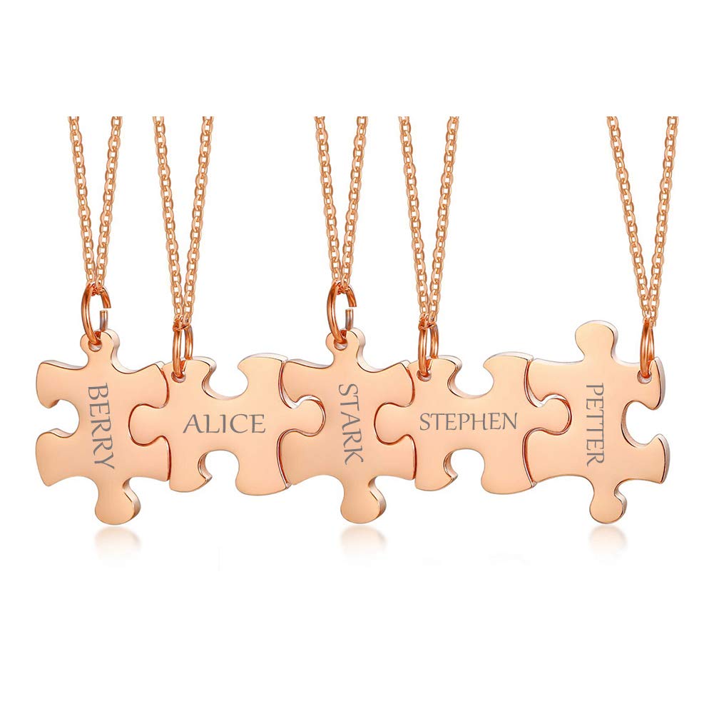 XUANPAI2/3/4/5 Puzzle Necklaces for BFF, Jigsaw Necklace for Women Men Personalized Customized Necklaces Lover Couple Family Best Friend Forever Friendship Jewellery Christmas New Year Gift for Boys Girls