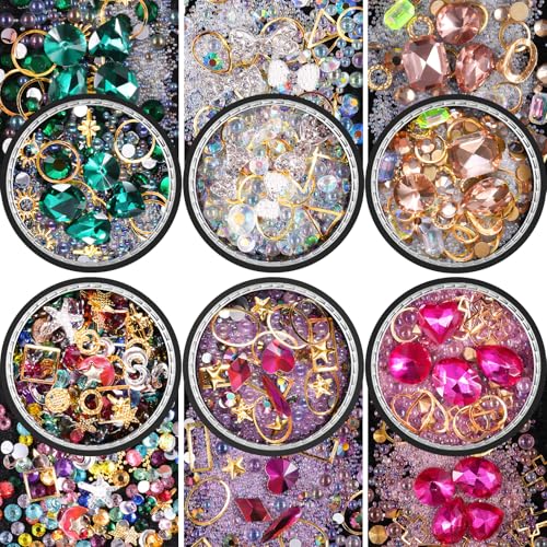 editTime 6 Wheels Mixed Sparkle Nail Art Rhinestones Diamonds Crystals