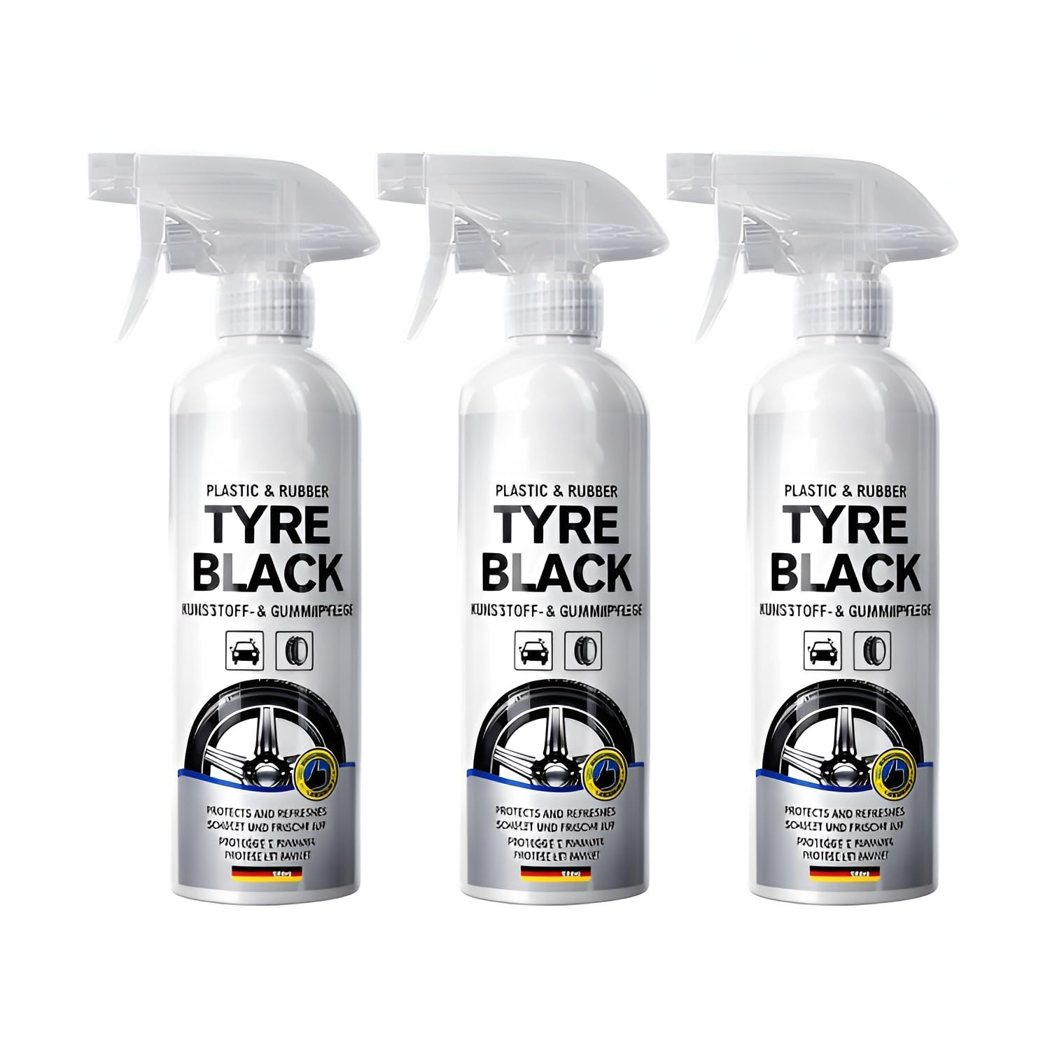 Plastic & Rubber Tyre Black Spray | Instantly Gives Shine | Helps Restore Black Finish & Shine | Suitable for Car & Bike Tyres, Exterior Trims | Easy Spray Application, Each 200ml, Pack of 3-image-6